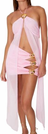 Cin Cin Coral Heart Drape Top In Ballet Pink