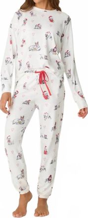 PJ Salvage Candy Cane Lane Pajama Set In White