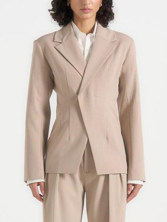 Mani&egrave;re De Voir Beatrice Tailored Double Breasted Blazer in Taupe at Nordstrom, Size 12
