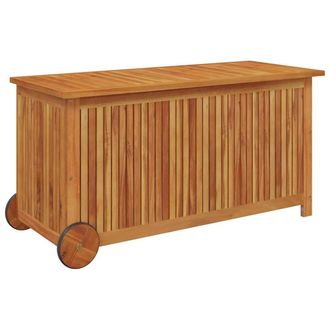 Berkfield Home Garden Storage Box with Wheels 113x50x58 cm Solid Wood Acacia in Brown | Size: 113 x 50 x 58 cm