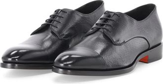 Santoni Schoen met veters - Heren - Nette schoenen - Zwart - 44 EU - Leer - Schoenen