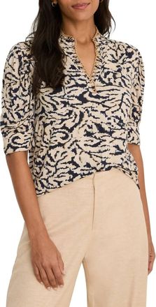 Nic+Zoe Contrast Swirl Top In Neutral Multi