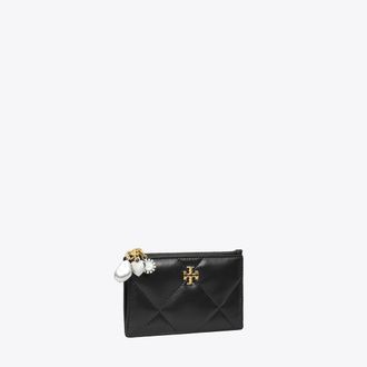 Tory Burch Womens Kira Diamond Quilt Charm Zip Card Case, One Size