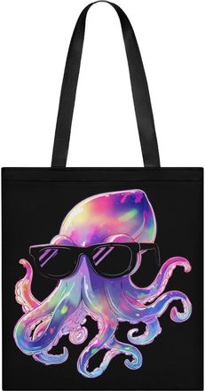 Generic Funny Colorful Squid Tote Bag for Women Men Shoulder Bags Purses Pouch Handbags