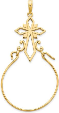 Diamond2Deal 14k Yellow Gold Fancy Cross Charm Pendant Holder Pendant