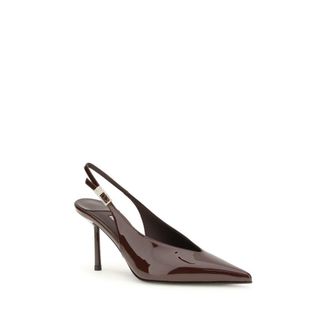 Le Silla Womens Clivage D&eacute;collet&eacute; Slingback Heel Brown Calf Leather Bos