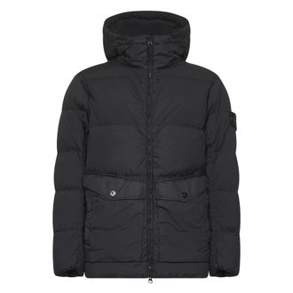 Stone Island Winter Jackets, male, Black, M, Black Padded Hooded Down Coat