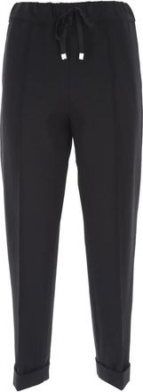 Liviana Conti Cropped zwarte broek - Dames - Vrijetijds broeken - Zwart - 2XL - Broeken