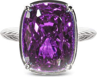 Sterling Forever Sterling Silver Elongated Cushion Amethyst CZ Cocktail Ring