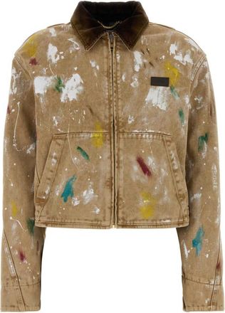 Moschino Brown Printed Shirt Collar Jacket