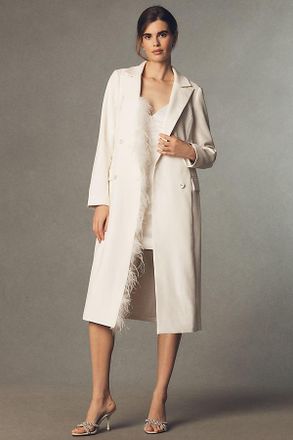 Hutch Faux-Feather Double-Breasted Coat Jacket