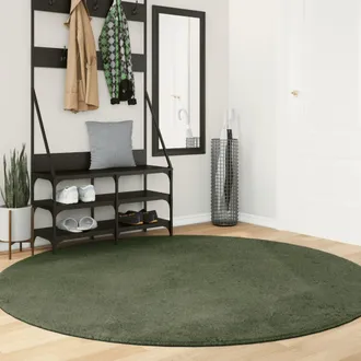 vidaXL Alfombra Pelo Corto Suave Lavable Huarte Verde Bosque &Oslash; 200 Cm Vidaxl