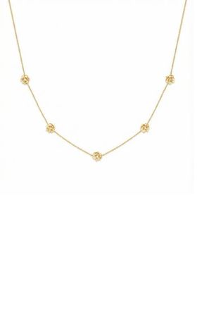 Made by Mary Cubic Zirconia Birthstone Flower Station Necklace in Gold July at Nordstrom