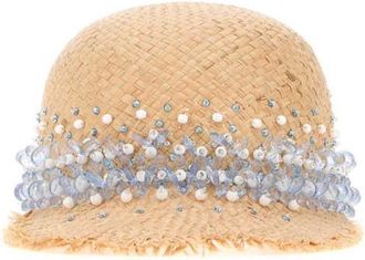 Prada Beige Pearl Embellished Baseball Cap