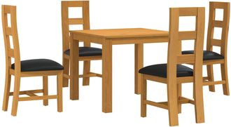 vidaXL Conjunto De Comedor 5 Uds. Negro Madera De Roble S&oacute;lido Vidaxl