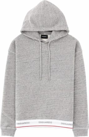 Dsquared2 Katoenen badstof hoodie met logoband - Heren - Hoodies - Grijs - L - Katoen - Hoodies & sweatvesten