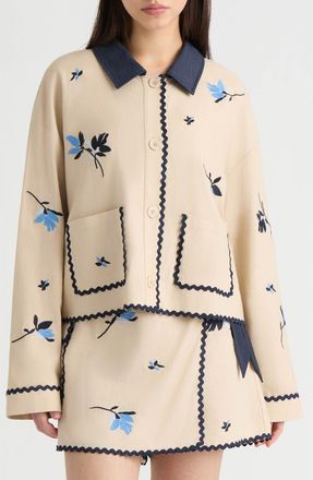 NVLT Floral Embroidered Jacket in Natural at Nordstrom Rack, Size X-Small