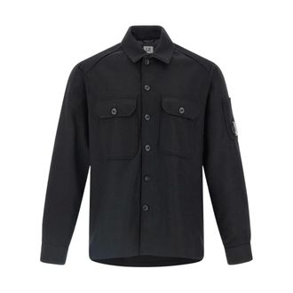 C.P. Company Light Jackets, male, Black, Size: L Os271A Overshirt