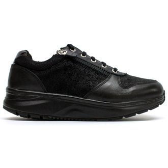 Joya Dynamo Zip Velour Leather Womens Low Top Trainers - Black II - Size:UK 4.5