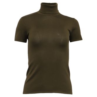 Ralph Lauren Purple Label Turtleneck Top in Olive Green Silk