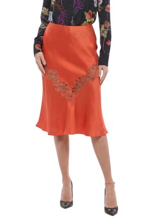 Stella McCartney Orange Lace Midi Skirt