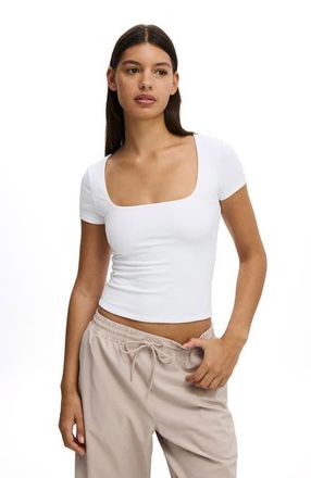 Cotton On Womens Active Ultra Soft Square Neck Fitted Tshirt in White at Nordstrom, Size Medium