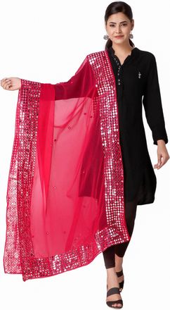 Generic Aashita Creations Womens Embroidered Mirror Work Chiffon Dupatta_1054
