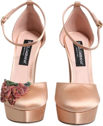 Dolce & Gabbana Pink Block Heels Ankle Strap Sandals Womens Shoes