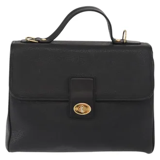 Gucci Vintage Leather Black Leather Handbag (Pre-Owned)