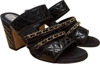 Chanel Chain Embellished Strap Sandals Size 37.5