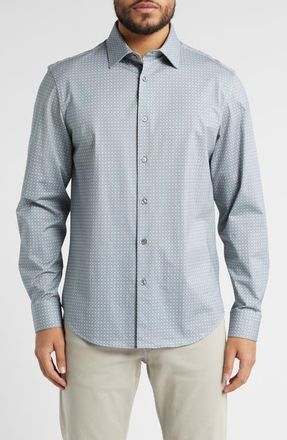Bugatchi James OoohCotton Button-Up Shirt in Mint at Nordstrom, Size Xxx-Large