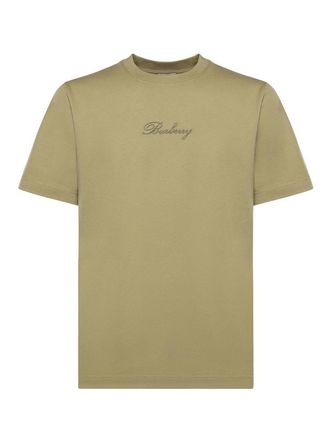 Burberry Cotton T-Shirt With Cursive Check Logo