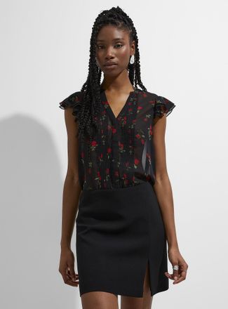 Icone Womens Delicate pleating sheer chiffon blouse