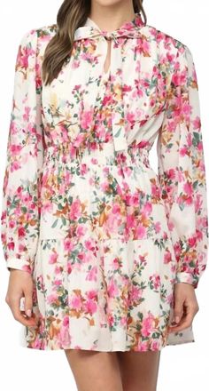 Fate Elvia Dress In Cream/ Fuchsia