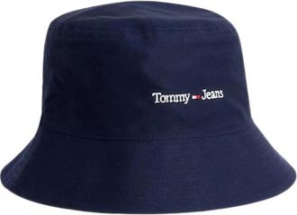 Tommy Jeans Sportieve Blauwe Katoenen Bucket Hat van Tommy Jeans - Heren - Hoeden - Blauw - ONE Size - Katoen - Accessoires