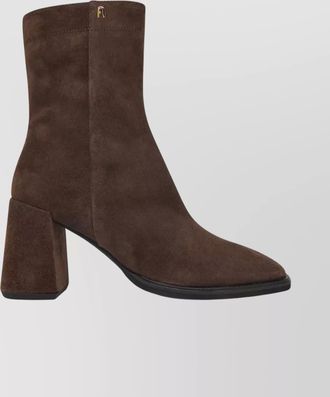 Furla square toe suede ankle boots with block heel