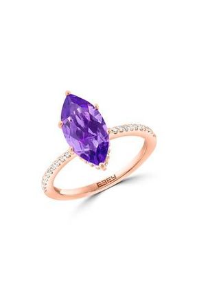 Effy 14K Rose Gold Amethyst & Diamond Ring in Purple at Nordstrom Rack, Size 7