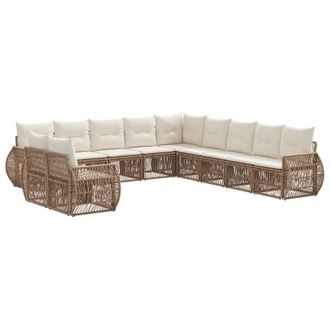 vidaXL Conjunto De Sof&aacute;s De Jard&iacute;n 11 Pcs Beige Y Blanco Crema Vidaxl
