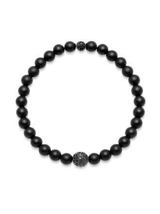 Nialaya matte onyx beaded bracelet - men - Onyx/Black Diamond - M