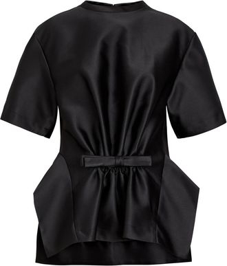 Paco Rabanne Bow-appliqu&eacute;d Satin top - Black - 38 (UK10 / S)