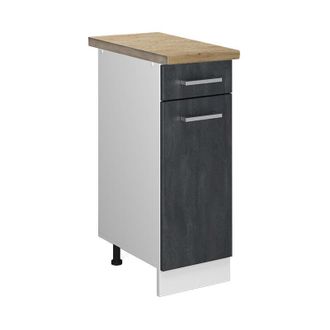 Vicco Mueble Bajo De Cocina R-line, Hormig&oacute;n Negro, 30 Cm Et Roble