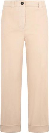 PESERICO Recht Gesneden Cropped Broek - Dames - Vrijetijds broeken - Roze - M - Katoen - Broeken