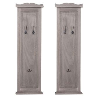 Hhg [nunca Usado] Lote De 2 Percheros T33, Perchero De Pared, Panel Perchero, Ganchos De Pared Madera 109x28x4cm, Gris-marr&oacute;n Shabby