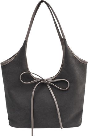 Generic Women Suede Shoulder Bag Magnetic Closure Handbag with Interior Pocket Underarm Bag Hobo Bag for Commute Travel (Grey)