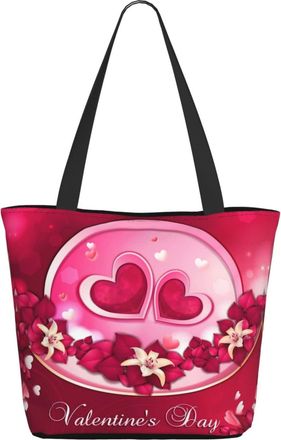 AOOEDM Beautiful Flowers Love Hearts Ladies Shopping Bag 13x11x7in.The Perfect ValentineS Day Gift.It Is The Best ValentineS Day Gift For Mom, Daughter, Wife