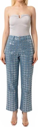 Amylynn Bambi Sequin Embellished Straight Leg Denim Pants In Blue