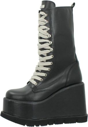Yellow Platform Lace-Up Wedge Boots - Dames - Sleehakken - Zwart - 37 EU - Schoenen