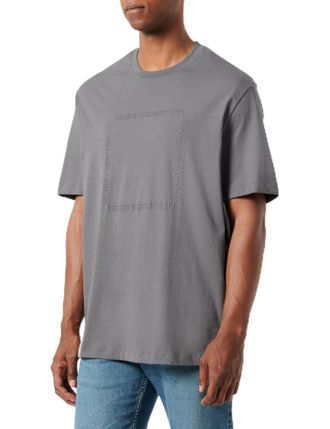 A|X Armani Exchange Mens 1991 Milano/New York Text Creating Central Square On Regular Fit Tee T-Shirt, Eiffel Tower, L