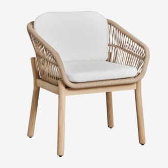 Sklum Pack De 4 Sillas De Jard&iacute;n Con Reposabrazos En Madera De Acacia Y Cuerda Trenzada Karvia Sklum