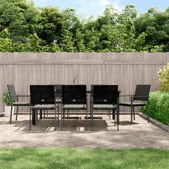 vidaXL Vidaxl - Juego Comedor Jard&iacute;n 9 Piezas Y Cojines Rat&aacute;n Sint&eacute;tico Y Acero